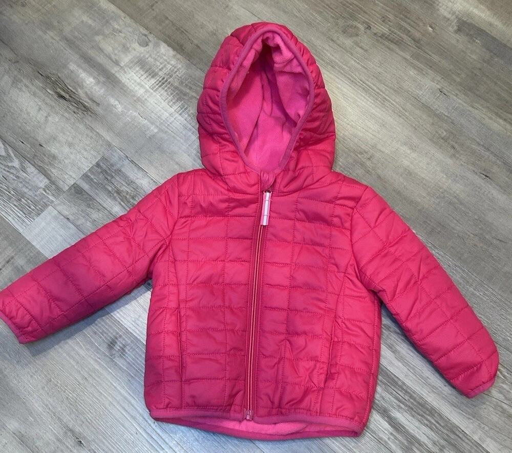 Cat and Jack hooded winter quilted jacket with fleece lining PINK NWOT Size 18M
